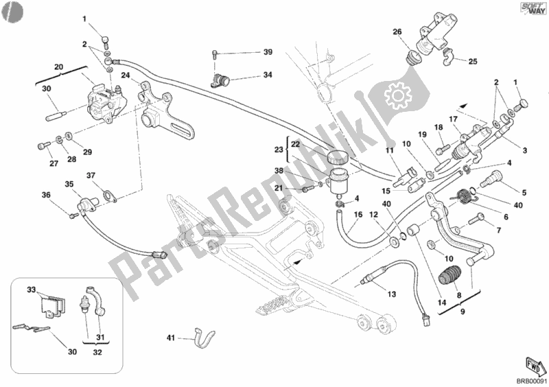 Wszystkie części do Tylny Uk? Ad Hamulcowy Ducati Monster 620 Dark 2005